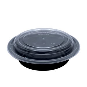 16oz round black base container